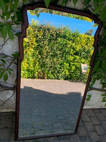 Grand miroir ancien avec cadre en bois foncé., Enlèvement