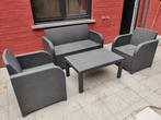 Set tuinmeubelen 1x 2-zit + 2x 1-zit + tafel + kussens, Ophalen, 4 zitplaatsen, Kunststof, Tuinset