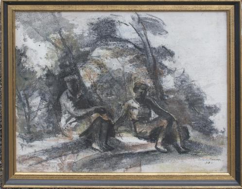 Carlo De Roover (1900-1986): Aan de rand van het bos (78x62), Antiek en Kunst, Kunst | Schilderijen | Klassiek, Ophalen of Verzenden