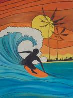 olieschilderij surfing popart (60x80 cm), Ophalen of Verzenden