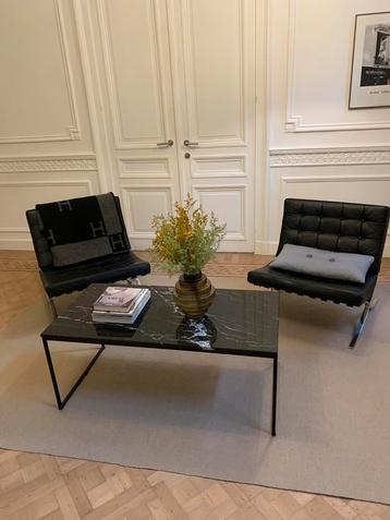 Set van 2 fauteuils Barcelona zwart leer beschikbaar voor biedingen