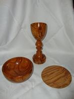 Notenhouten miskelk, pateen en hostieschaal, Antiek en Kunst, Antiek | Religieuze voorwerpen, Ophalen of Verzenden