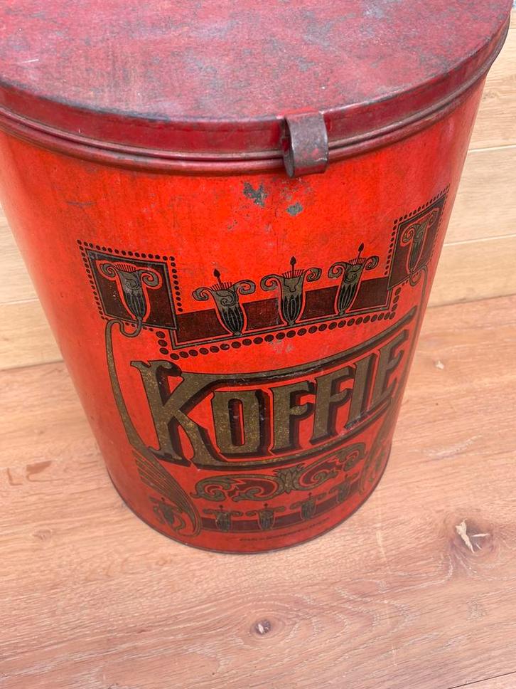 Groot antiek koffieblik belgie, Verzamelen, Blikken, Ophalen