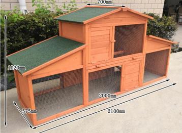 Kippenhok XXL 2m10x1mx70cm kippenhaaneieren Nieuw beschikbaar voor biedingen