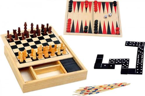 Houten spellendoos 4-in-1, Verzamelen, Speelgoed