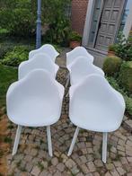 6 witte stoelen (voor binnen en buiten), Huis en Inrichting, Stoelen, Ophalen, Kunststof, Wit, Zo goed als nieuw