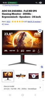 aoc gaming monitor 200 hz, Computers en Software, Monitoren, HDMI, In hoogte verstelbaar, 3 tot 5 ms, AOC