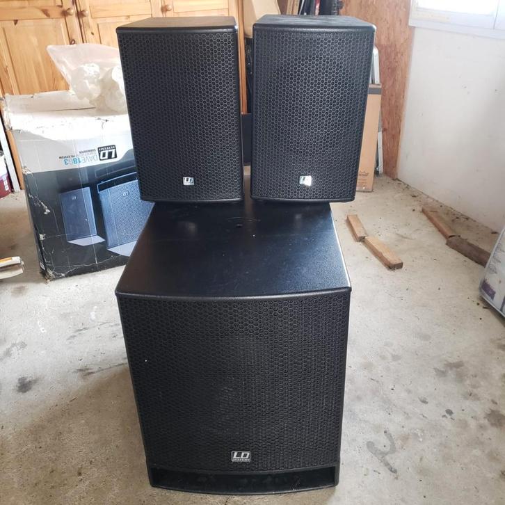 2x ld systems dave 18g3 geluidsinstallatie, Audio, Tv en Foto, Luidsprekerboxen, Zo goed als nieuw, Subwoofer, 120 watt of meer