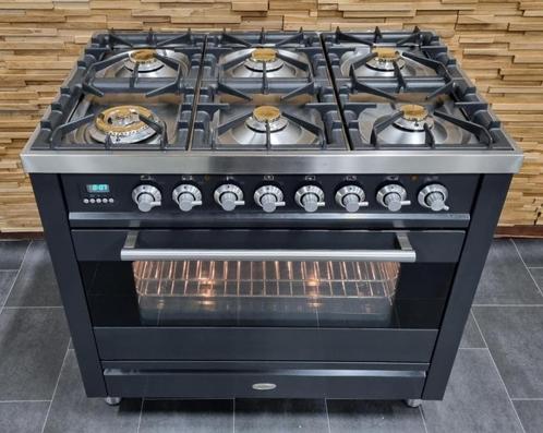 🔥Poêle de Luxe Boretti 90 cm anthracite + FOUR A GAZ inox 6, Electroménager, Cuisinières, Comme neuf, Autoportant, 5 zones de cuisson ou plus