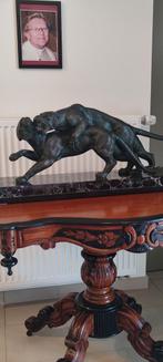 Sculptuur in brons 2 vechtende panters get. MELANI  SALVATOR, Antiek en Kunst, Kunst | Beelden en Houtsnijwerken, Ophalen of Verzenden