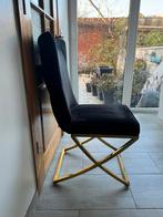 6x Eetkamerstoelen - Zwart / Goud €300, Huis en Inrichting, Stoelen, Ophalen, Zwart, Zo goed als nieuw, Stof