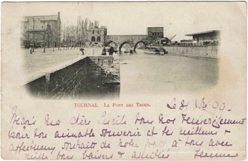 Carte postale ancienne Tournai Le Pont des Trous 1900, Envoi, Avant 1920, Affranchie, Hainaut