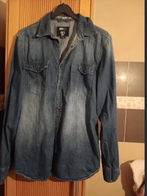 Chemise jean bleu foncé L Coolcat, Kleding | Heren, Overhemden, Gedragen, Halswijdte 41/42 (L), Blauw, Ophalen of Verzenden