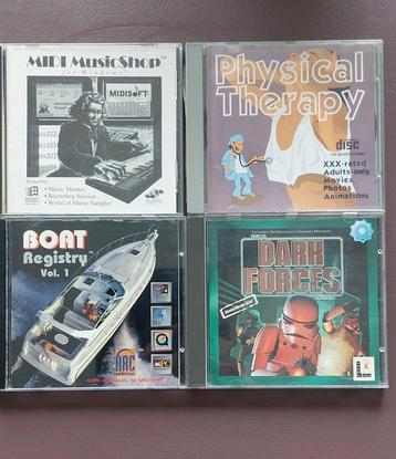 PC CD-ROM.Dark Forces,Music Shop,Physical therapy, Boat Reg