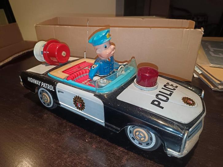 Tin Toys - Vintage politieauto - Modern speelgoed Japan, Antiek en Kunst, Antiek | Speelgoed, Ophalen of Verzenden