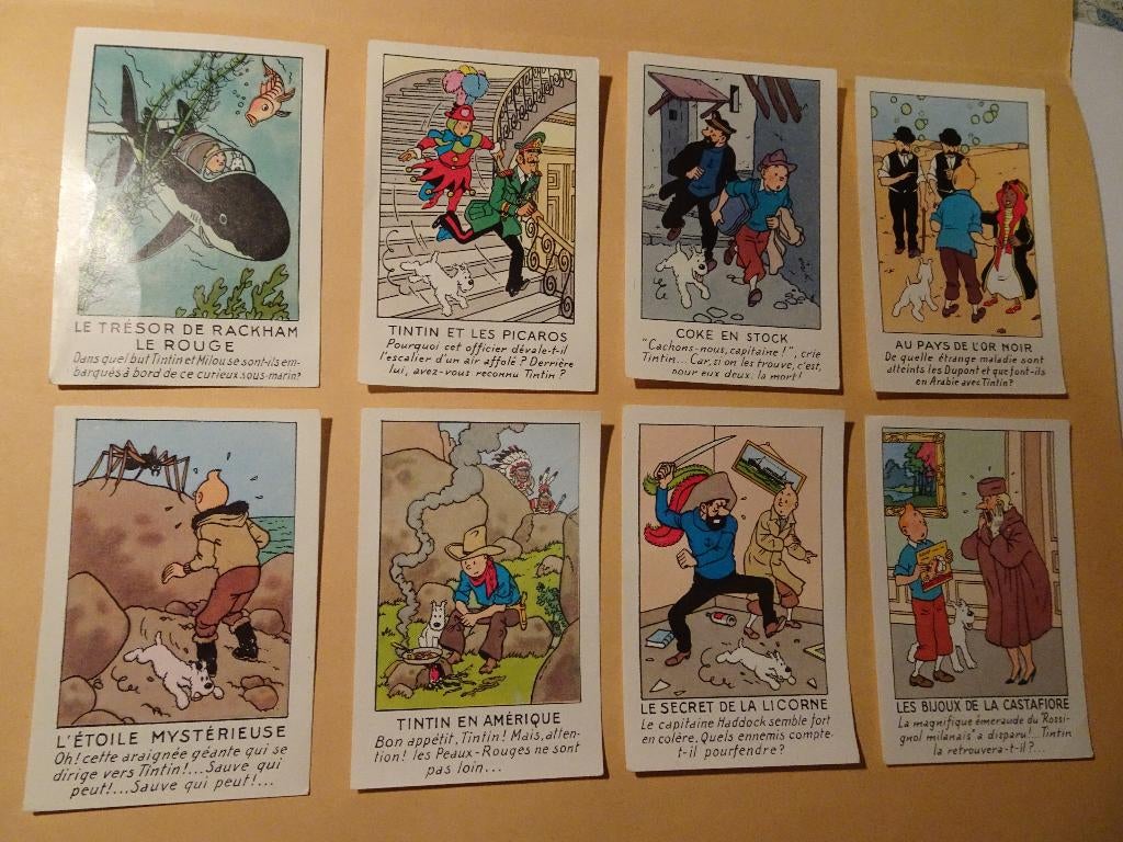 8 images Casterman - Les Aventures de Tintin, Enlèvement ou Envoi, Tintin, Comme neuf, Image, Affiche ou Autocollant