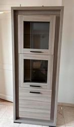 Mooie vitrinekast (eiken-look) met glas – nieuwstaat, Enlèvement, Comme neuf, Verre