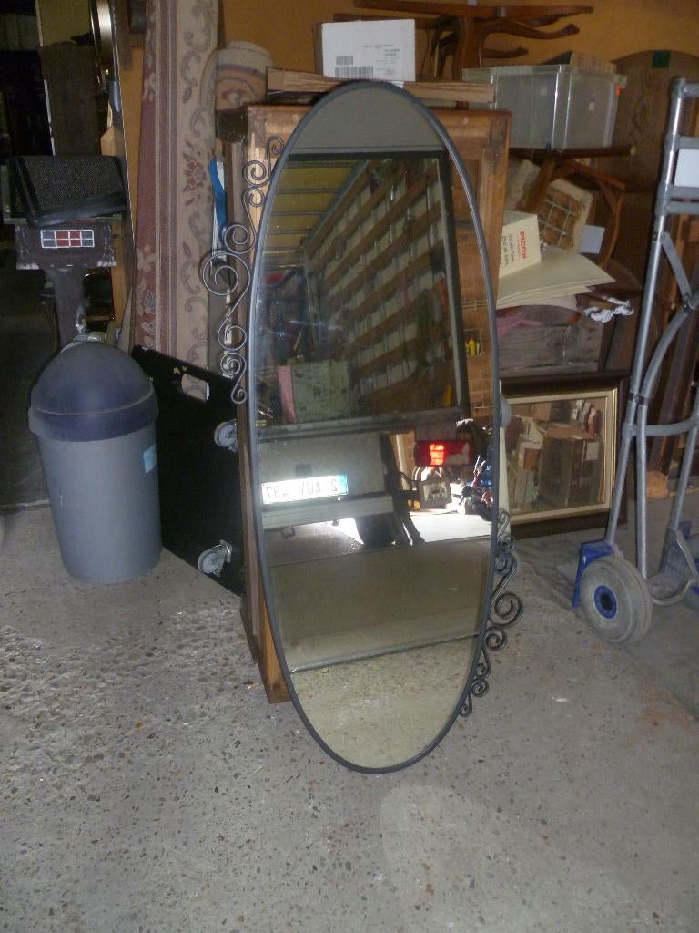 GROOTE  METALEN SPIEGEL, Antiek en Kunst, Ophalen