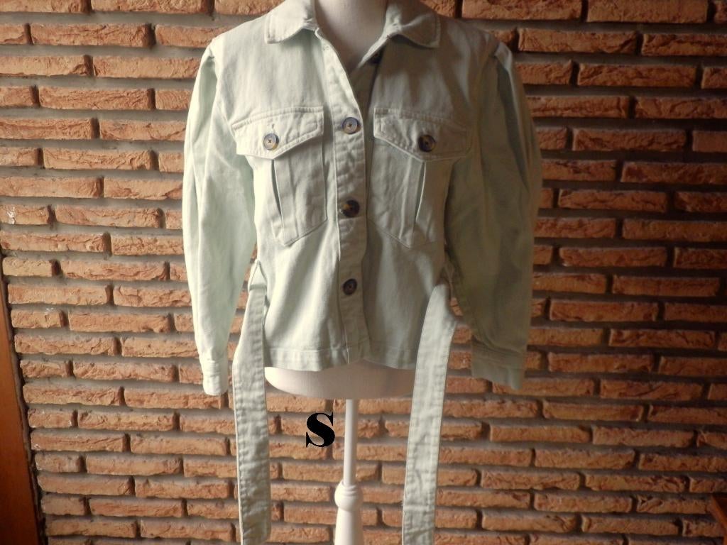 (25)- veste jeans femme t.S vert - stradivarius -, Vêtements | Femmes, Vestes | Été, Comme neuf, Taille 36 (S), Vert, Enlèvement ou Envoi