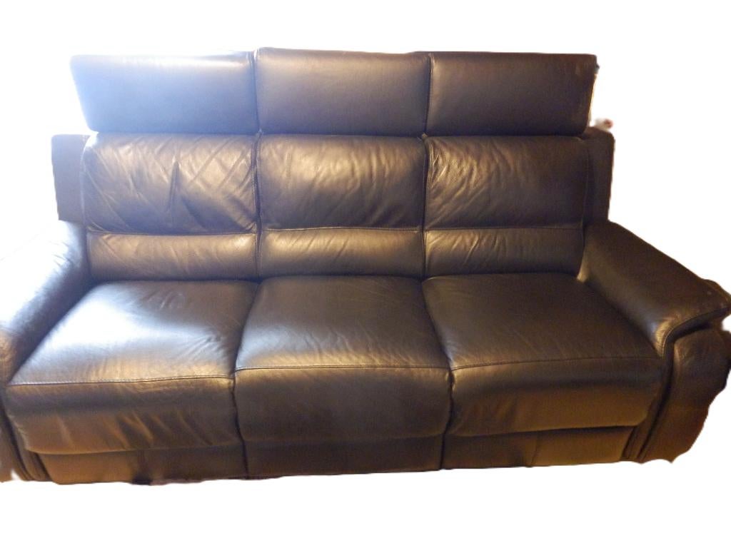 canapé en cuir avec 2 relax électriques, Huis en Inrichting, Zetels | Zetels, Gebruikt, Rechte bank, Vierpersoons of meer, 200 tot 250 cm
