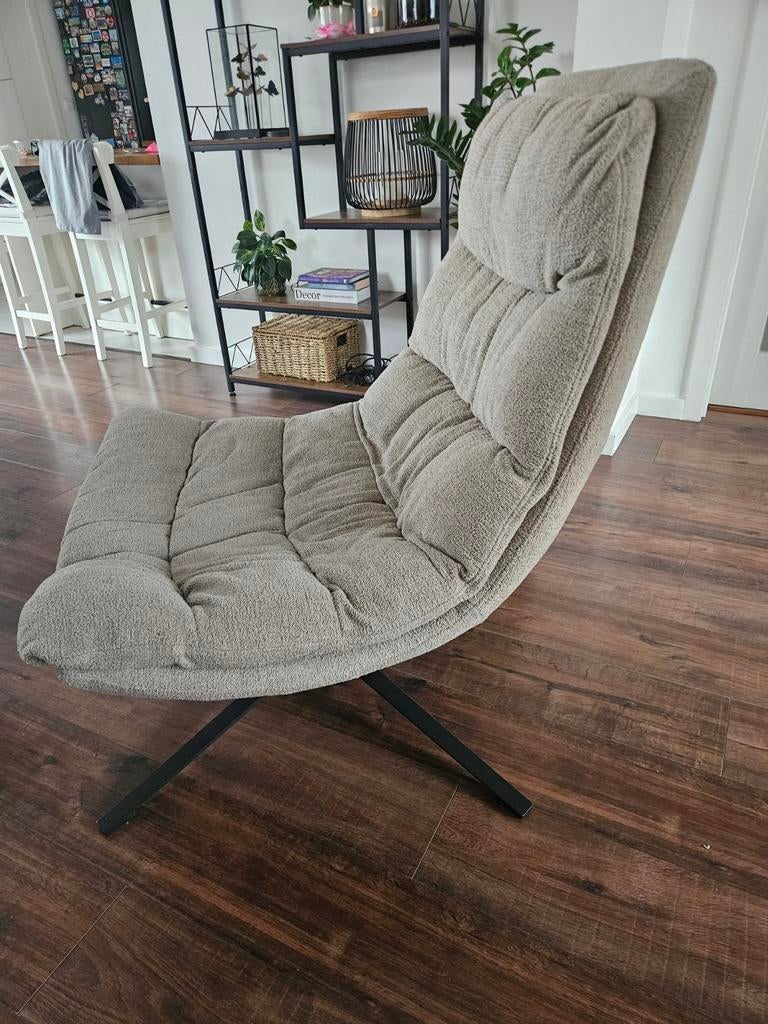 Draaifauteuil Pole Pole 82x92x100cm - stof - beige, Maison & Meubles, Enlèvement, Tissus