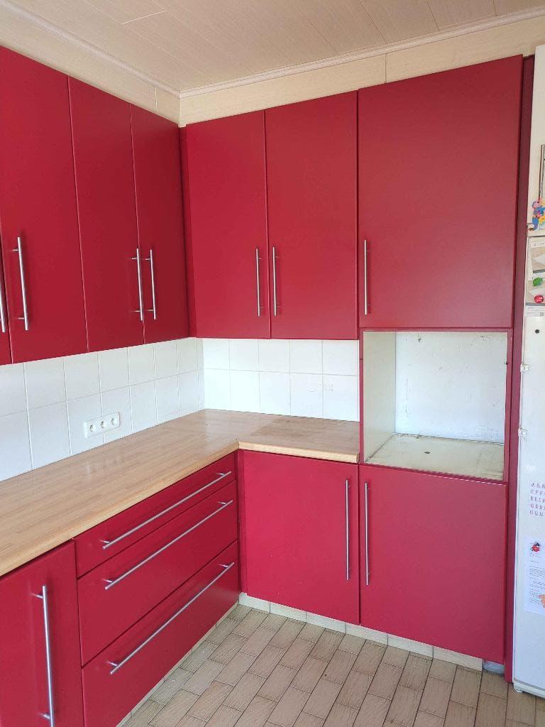 Gratis keuken zonder apparaten, zelf te demonteren, Huis en Inrichting, Keuken | Complete keukens, Gebruikt, U-keuken, Rood, Hout