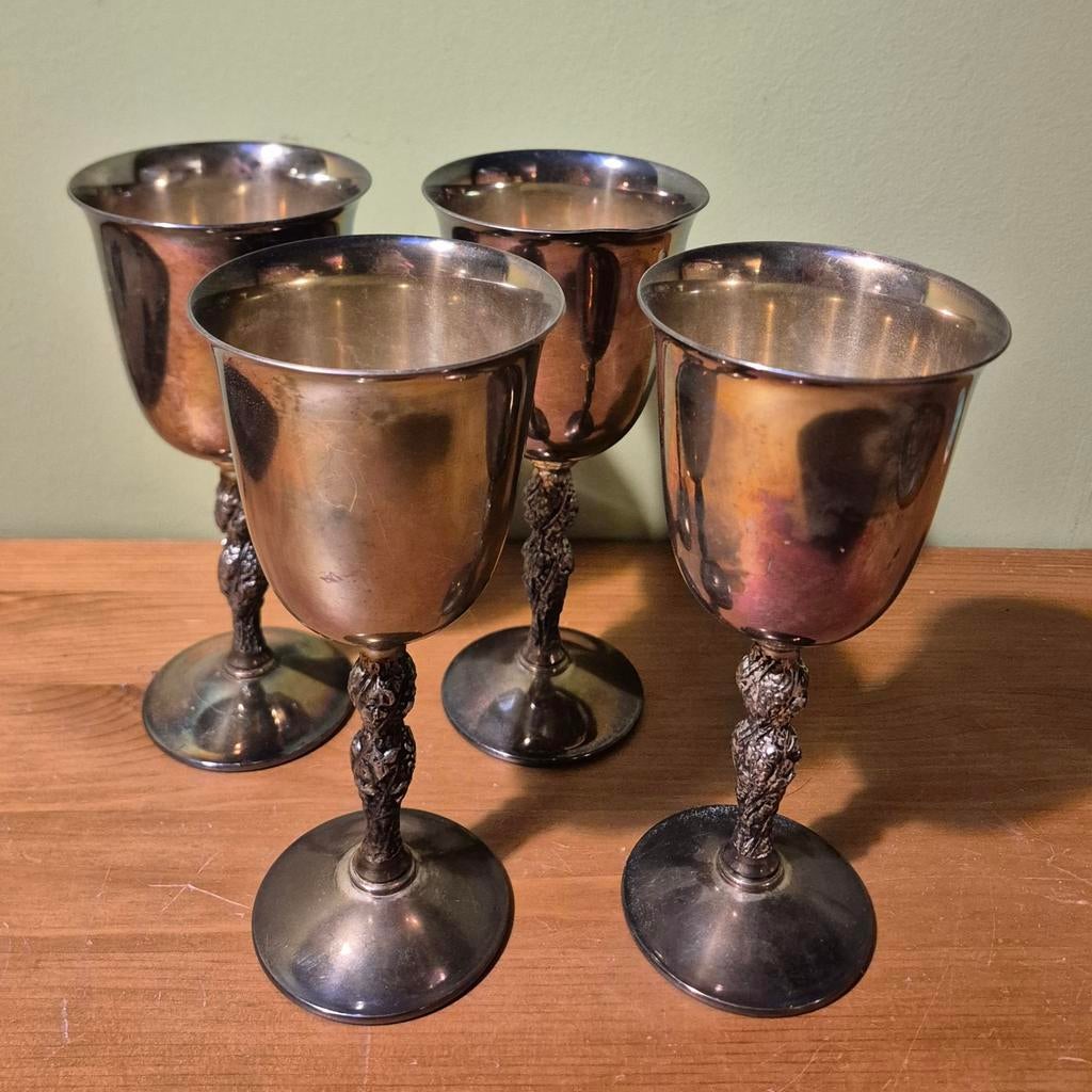 Verzilverde wijnkelken, Antiek en Kunst, Ophalen, Zilver