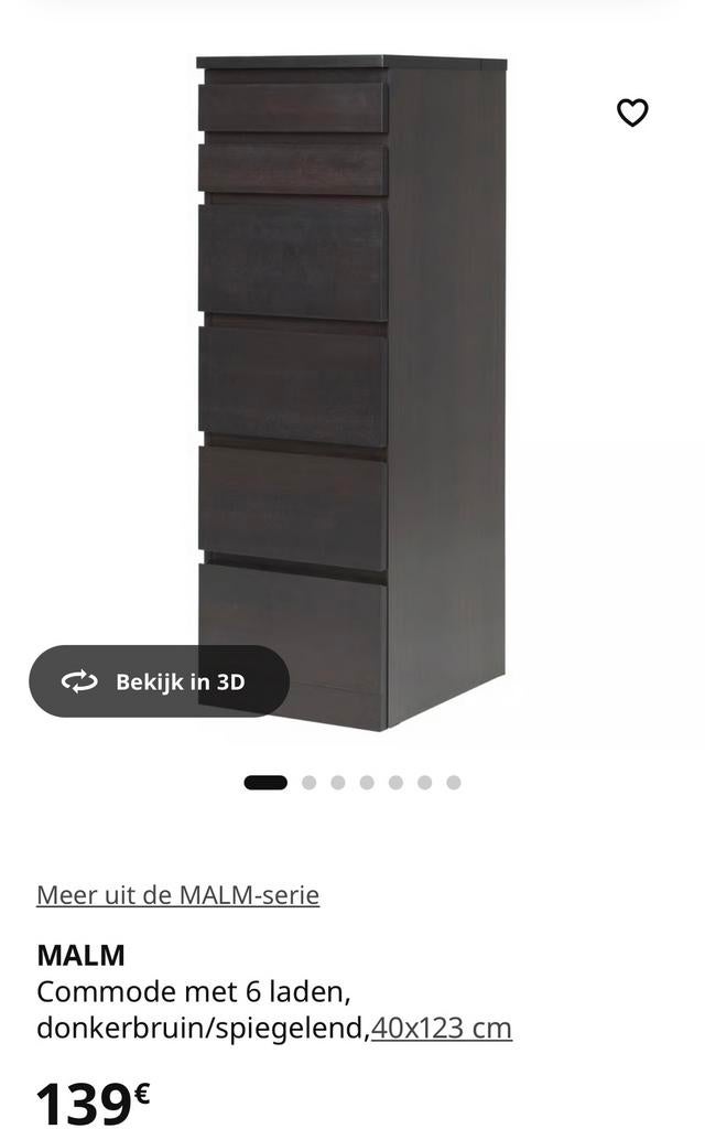 Commode  Malm met 6 lade Ikea, Maison & Meubles, Enlèvement, Comme neuf