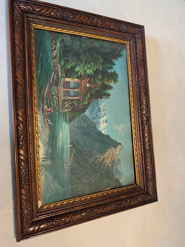 Antiek lijst - painting Tellskapelle Zwitserland, Ophalen of Verzenden