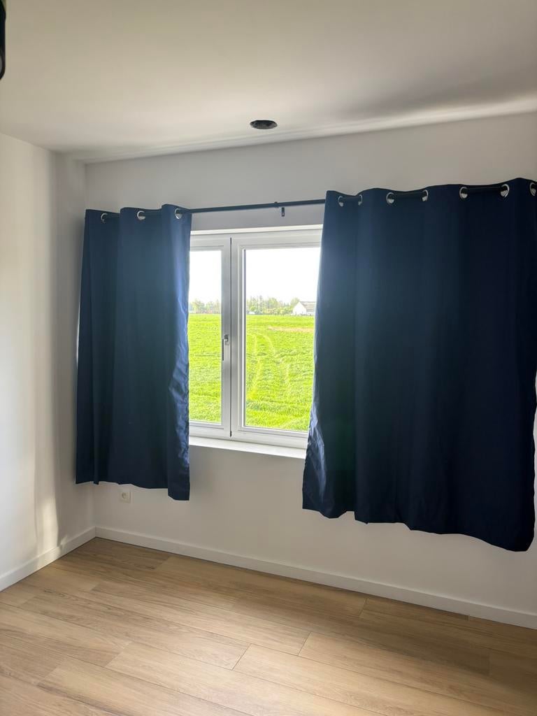 Gordijnen, Huis en Inrichting, Stoffering | Gordijnen en Lamellen, Ophalen, 100 tot 150 cm, Blauw, Nieuw