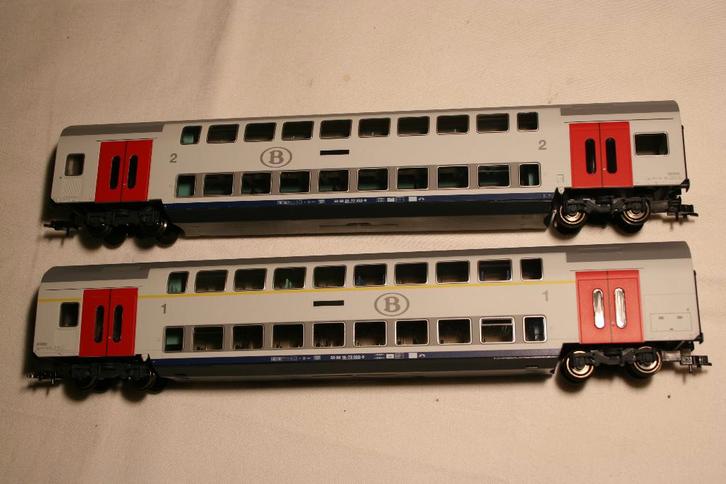 Marklin (HO,DC) 2 Dubbeldek rijtuigen M6 NMBS / SNCB, Hobby en Vrije tijd, Modeltreinen | H0, Zo goed als nieuw, Wagon, Gelijkstroom