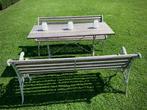 Gietijzeren tuinbankjes met bistro tafel - in Padoek, Jardin & Terrasse, Tables de jardin, Enlèvement, Utilisé, Autres matériaux