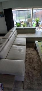 Lederen hoeksalon wit, Huis en Inrichting, Zetels | Zetels, Ophalen, Gebruikt, Hoekbank, 300 cm of meer