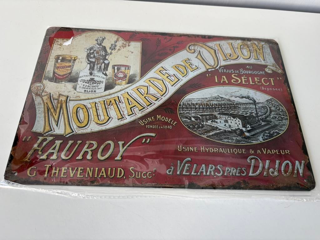 Plaque métallique « MOUTARDE DE DIJON », Enlèvement ou Envoi