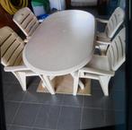 Tuintafel + 4 tuinstoelen, Tuin en Terras, Ophalen, 4 zitplaatsen, Kunststof, Zo goed als nieuw