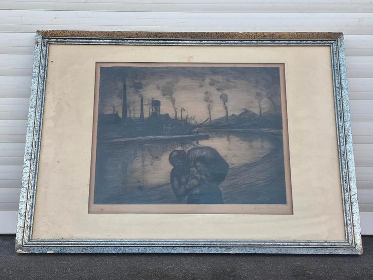 Gravure signe pierre paulus, Antiquités & Art, Art | Eaux-fortes & Gravures, Enlèvement ou Envoi