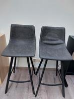 Twee zwarte barkrukken, Huis en Inrichting, Barkrukken, Ophalen, Met voetsteun, 60 tot 90 cm, Nieuw