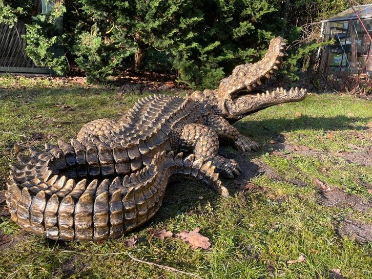 Image de crocodile, jardin, piscine, étang, ferme 125cm, Jardin & Terrasse, Statues de jardin, Neuf, Animal, Synthétique, Enlèvement