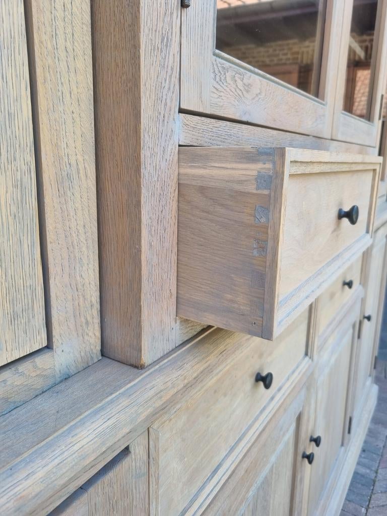 Eiken buffetkast/vitrinekast GRATIS LEVERING, Ophalen, 200 cm of meer, Eikenhout, Belgie