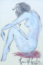 RENEE W. KUELLER / NAAKTE VROUW / ORIGINEEL / 34x28cm KADER, Ophalen of Verzenden