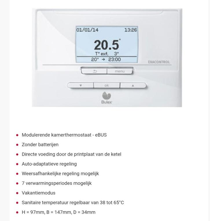 Thermostaat bulex exacontrol, Bricolage & Construction, Thermostats, Utilisé, Thermostat intelligent, Enlèvement
