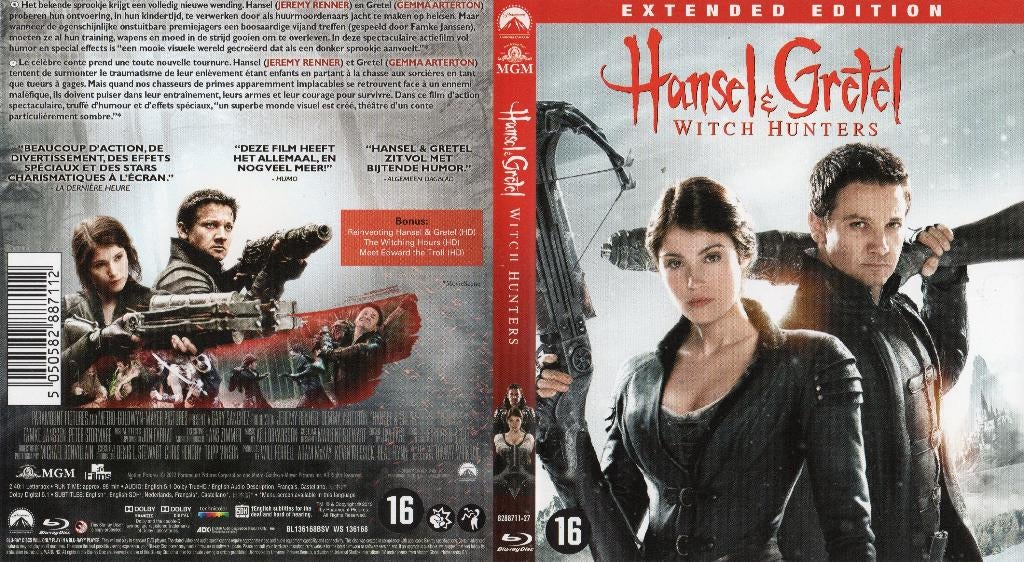 hanzel & gretel  witch hunters (blu-ray) nieuw, Cd's en Dvd's, Blu-ray, Zo goed als nieuw, Science Fiction en Fantasy, Ophalen of Verzenden