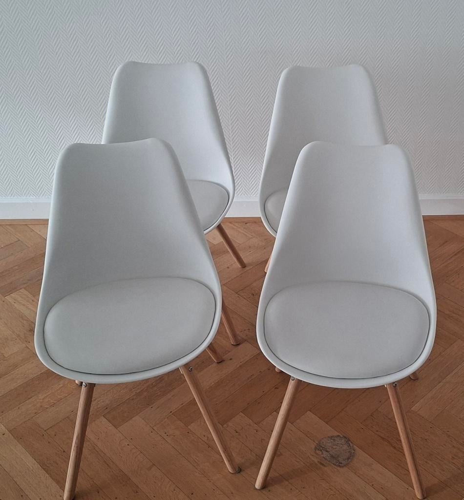 Lot de 4 chaises KASTRUP (JYSK) – Blanc/Chêne, Maison & Meubles, Comme neuf, Enlèvement, Scandinave, Quatre