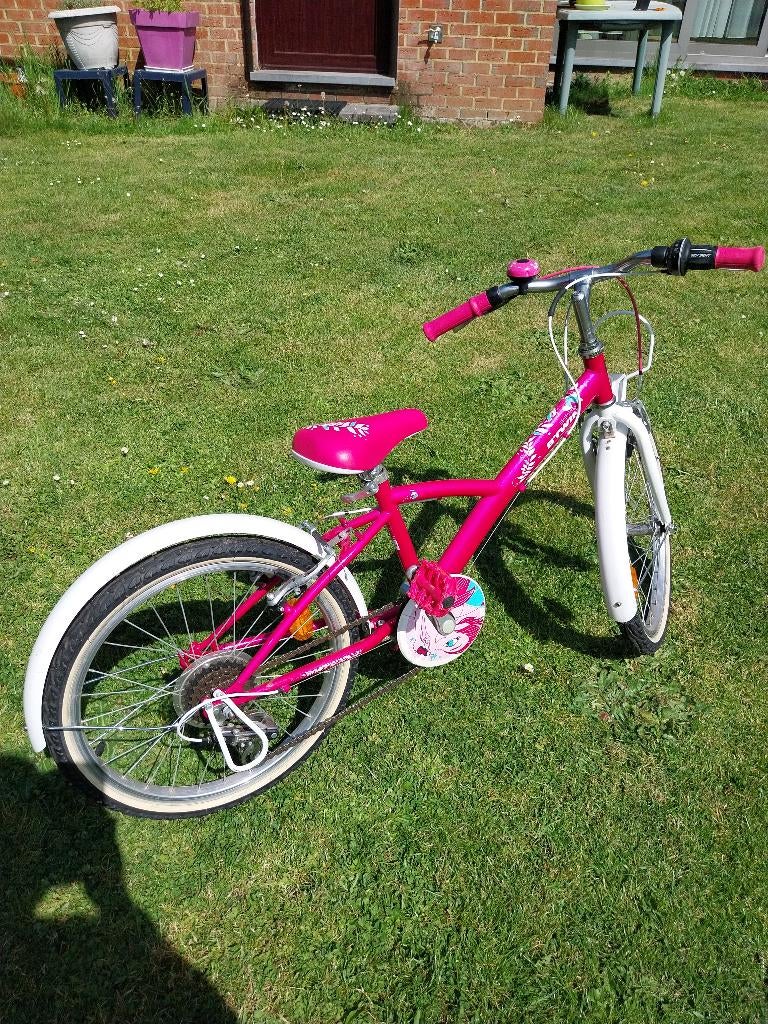 Vélo fille rose 20 pouces, Vélos & Vélomoteurs, Frein sur jante, Comme neuf, Vitesses, Décathlon