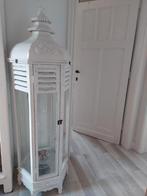 Lanterne decorative bois,verre,métal blanc.160cm, Enlèvement, Comme neuf, Blanc, Bois