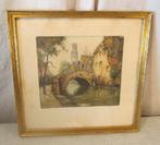 Belle gravure ancienne « Vue de Bruges » - J Steen, Antiquités & Art, Enlèvement ou Envoi