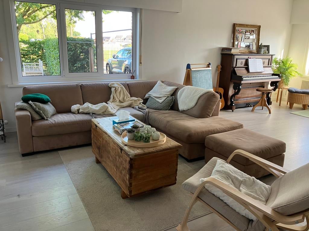 Hoeksalon met poef, Huis en Inrichting, Ophalen, Gebruikt, Stof