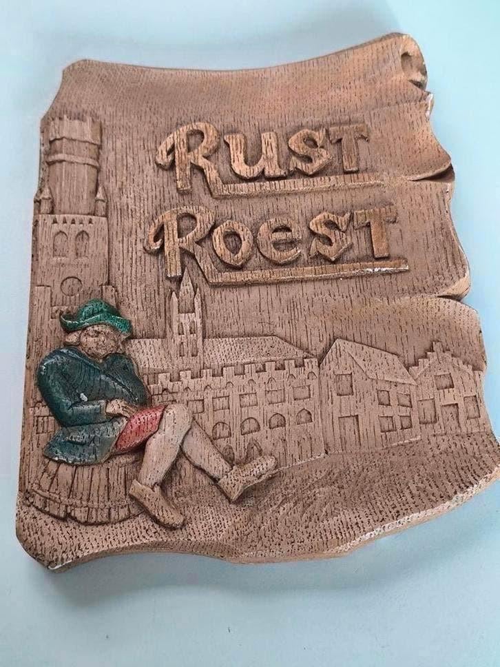 Oud wandbord 'Rust roest', Antiek en Kunst, Curiosa en Brocante, Ophalen of Verzenden