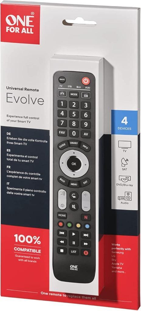 Télécommande universelle Evolve 4 ONE FOR ALL URC7145, TV, Hi-fi & Vidéo, Télécommandes, Neuf, Universel, DVD, Lecteur média, TV