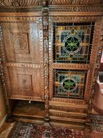 Antieke Mechelse kast met 1 deur in glas in lood, Antiek en Kunst, Ophalen